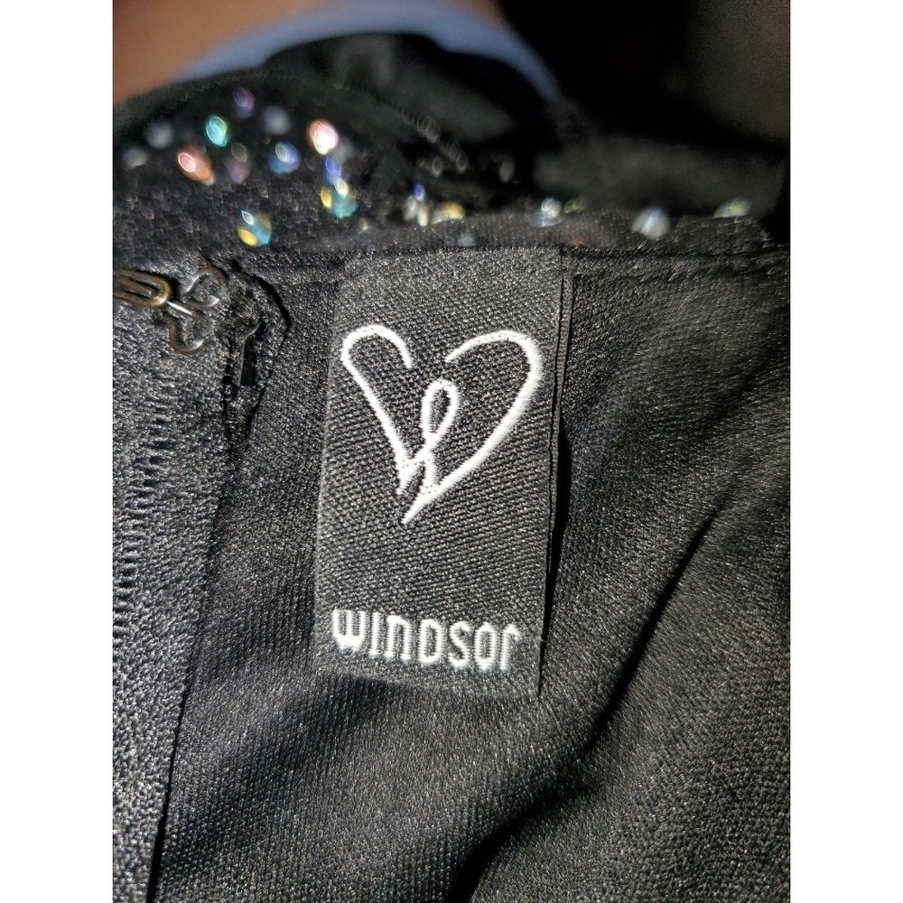 Windsor Black Rhinestone Studded Bodycon Mini Dress Sleeveless Party Clubwear - Picture 5 of 5